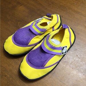 Vibrant Yellow and Purple Kids Water Shoes